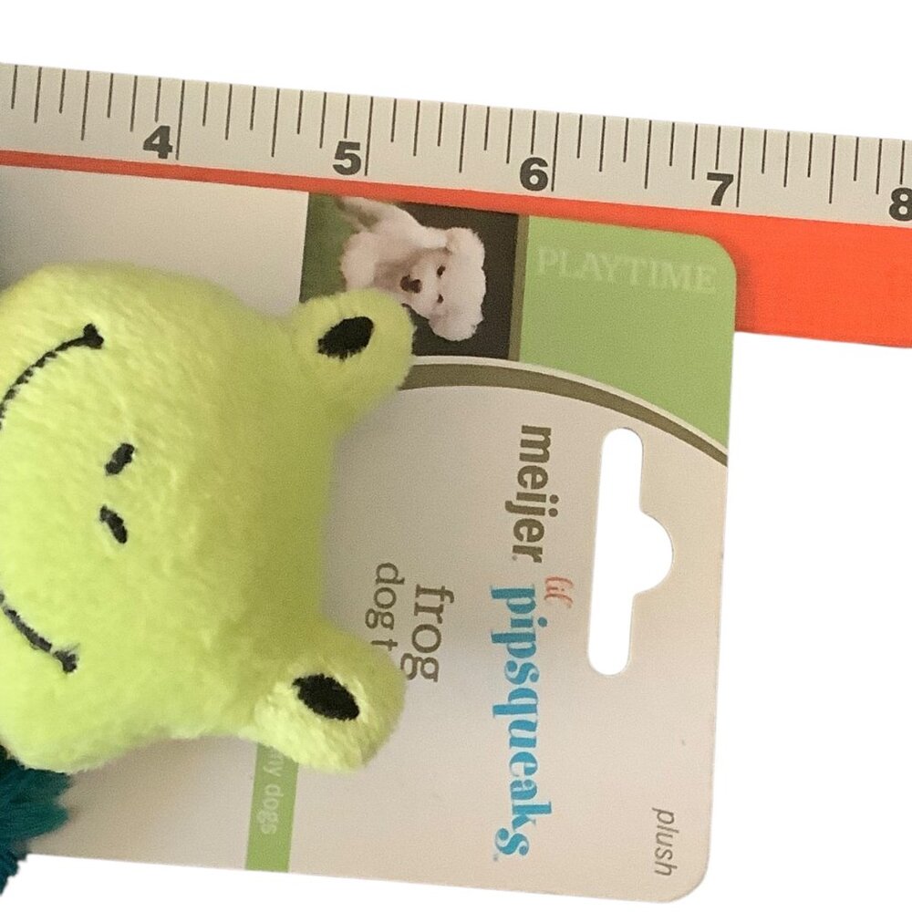 Meijer Lil Pipsqueaks Plush Frog‎ Dog Toy 5" Green & Blue For Small Dogs NEW - Picture 4 of 4